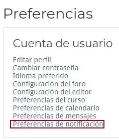 Preferencias de notificación